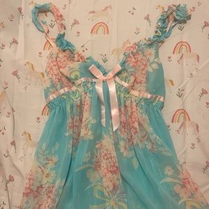 Women’s Victoria’s secret teal floral print babydoll cami/ dress, size small